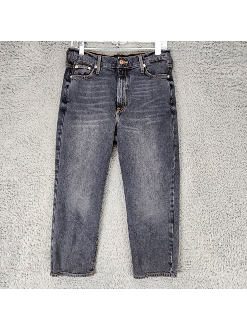 River Island Jeans Womens 8 Short Washed Black Denim Straight Crop *Read*